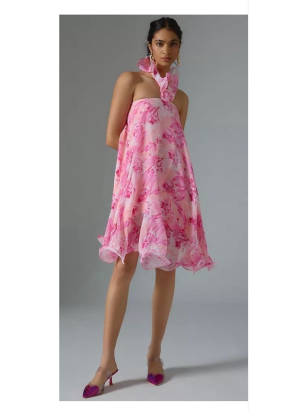 Mandira Wirk Floral Halter Swing Mini Dress Garden 
Fairycore